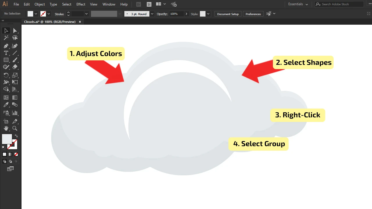 How to make Clouds in Illustrator Step 15