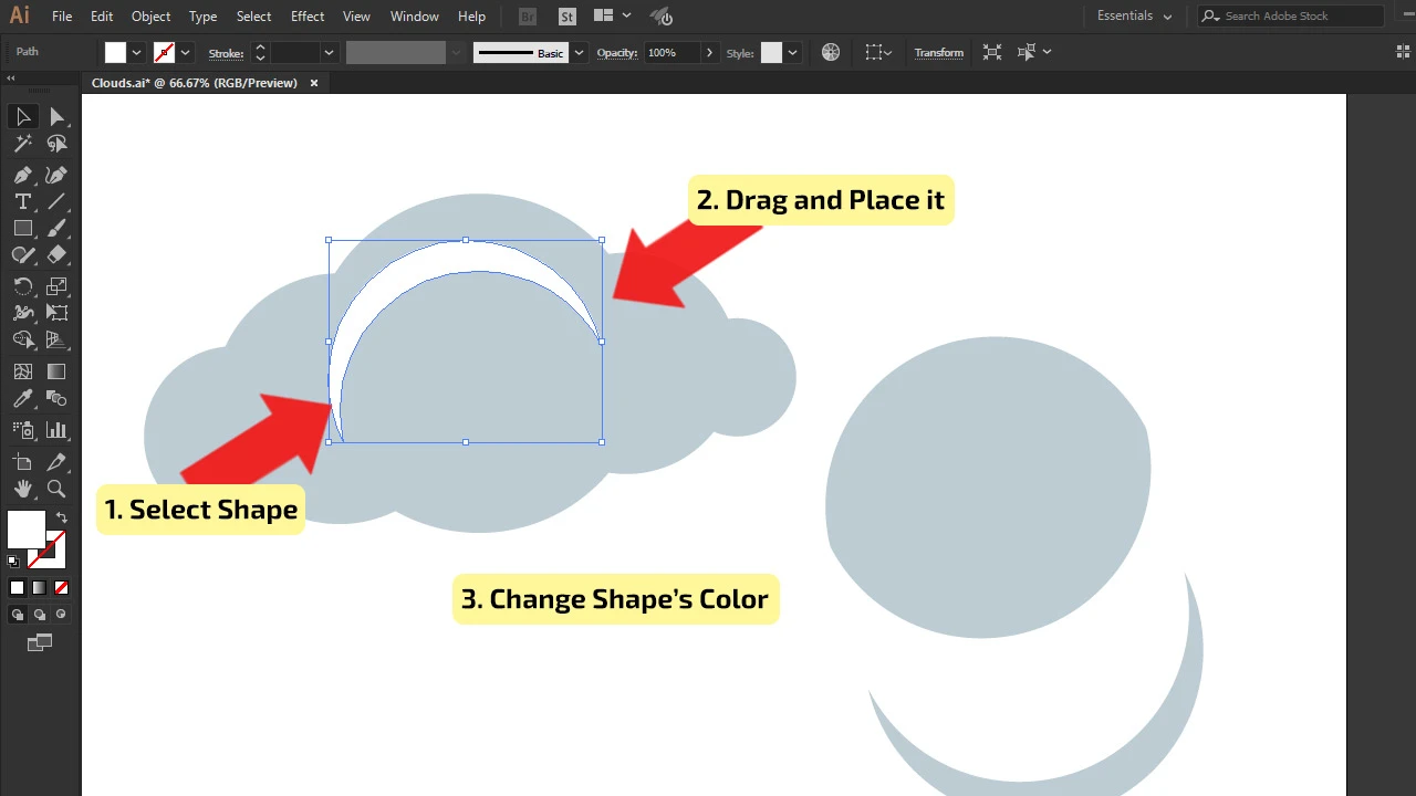 How to make Clouds in Illustrator Step 8
