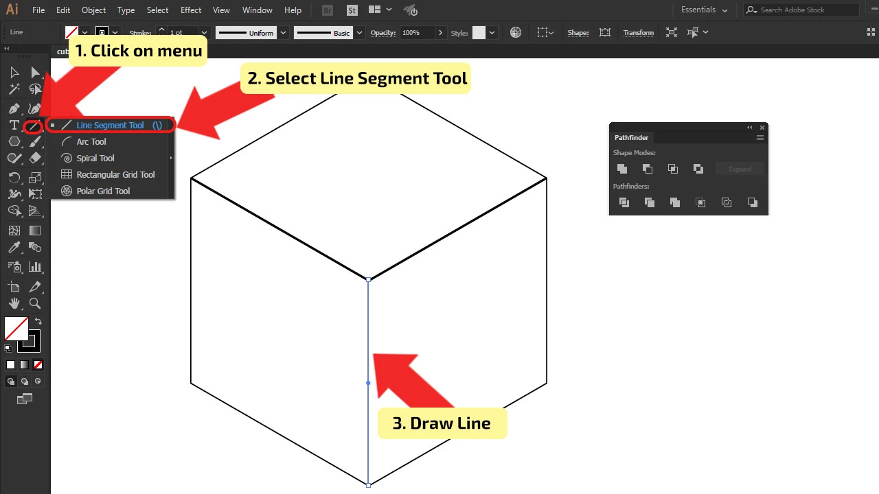 How to make a cube in Illustrator making a Hexagon Step 6