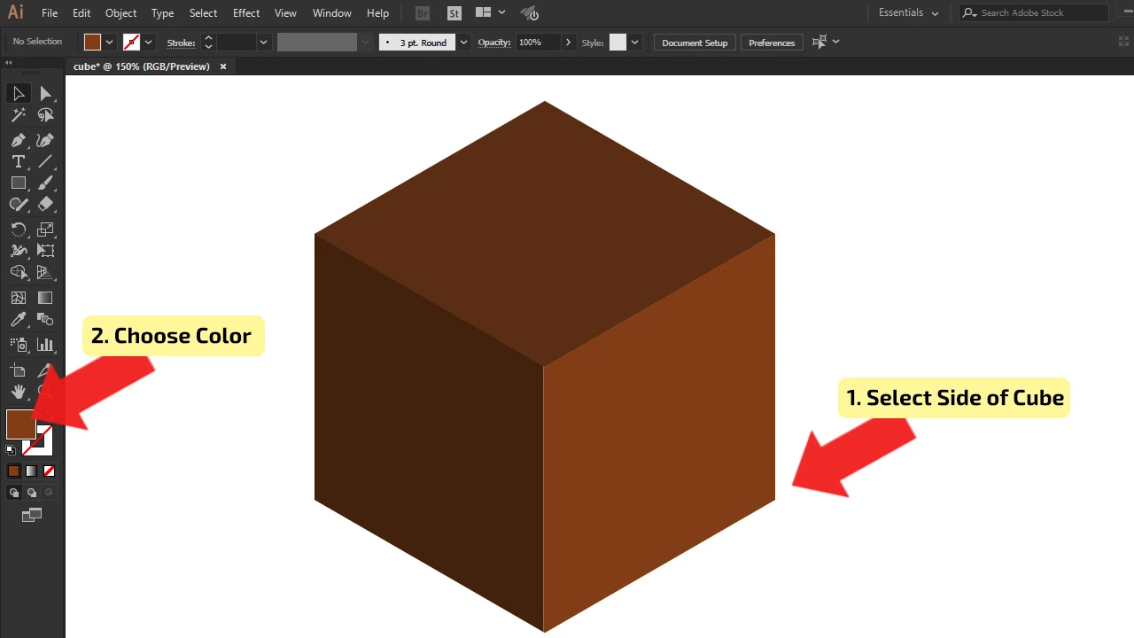 How to make a cube in Illustrator making a Hexagon Step 8
