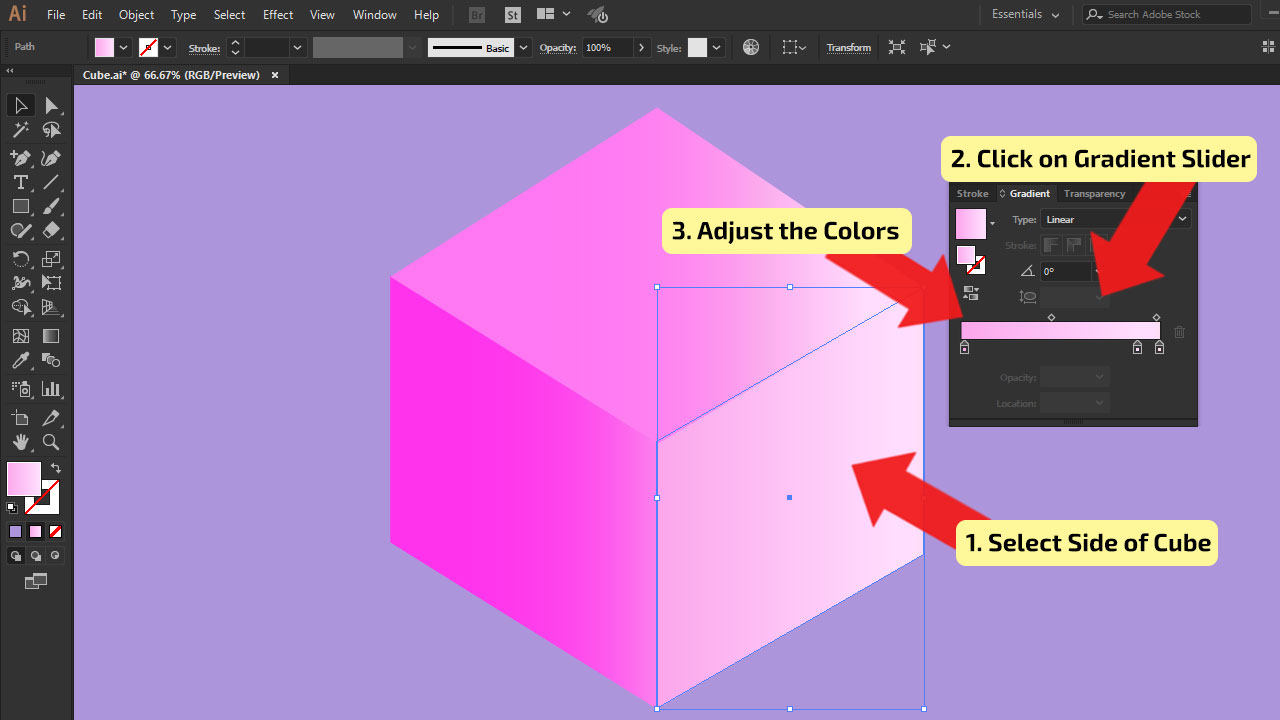 How to make a cube in Illustrator (Rectangle Method) Step 8