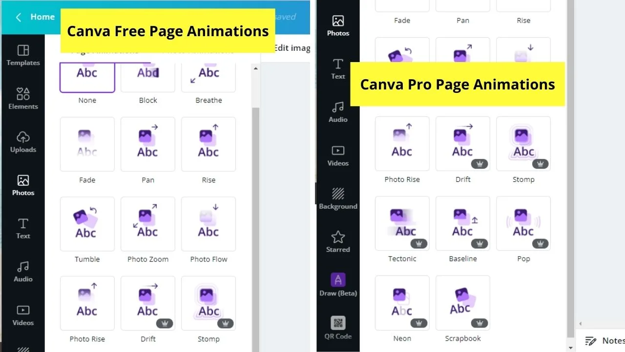 The 10 Key Differences between Canva Free and Canva Pro Animations Available 1