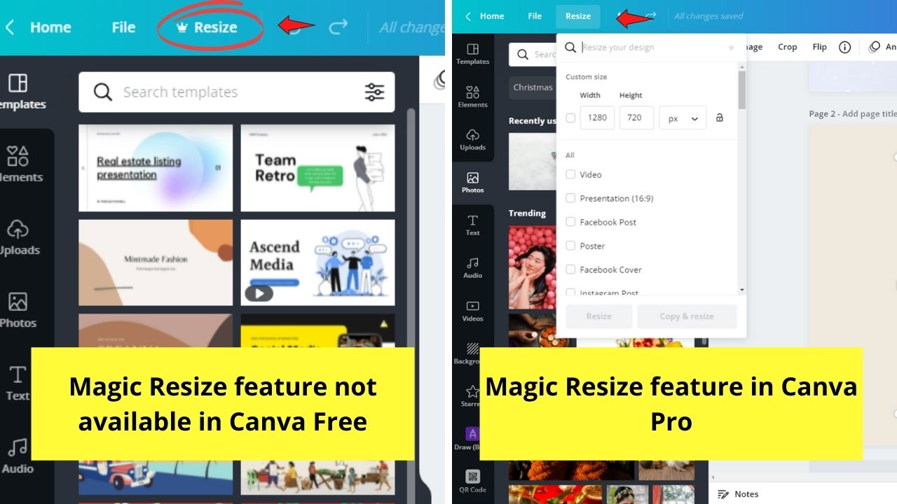 The 10 Key Differences between Canva Free and Canva Pro Magic Resize