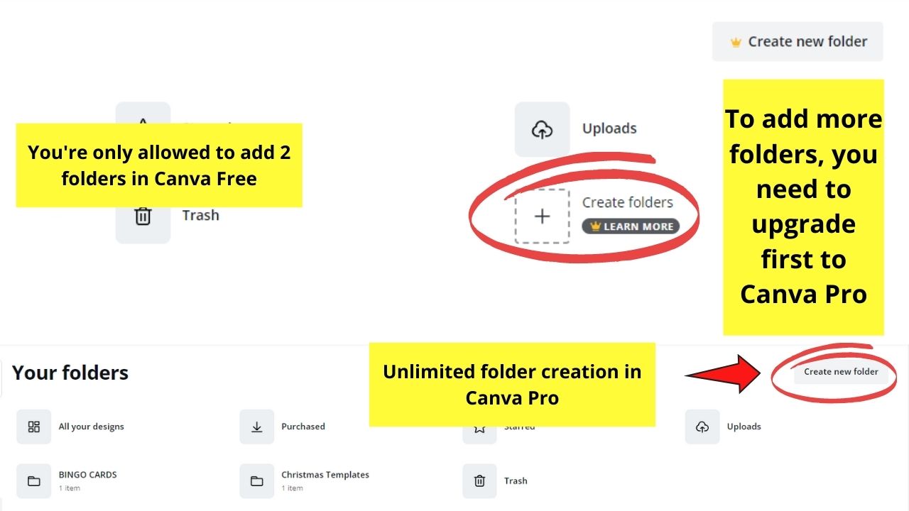 The 10 Key Differences between Canva Free and Canva Pro Storage and Folders