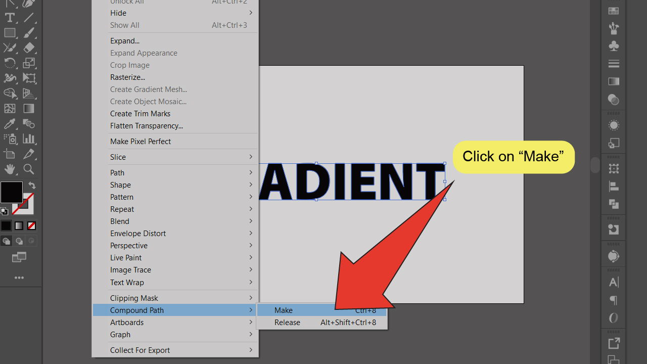2 How To Gradient Text In Adobe Illustrator using Destructive Fill Step 6
