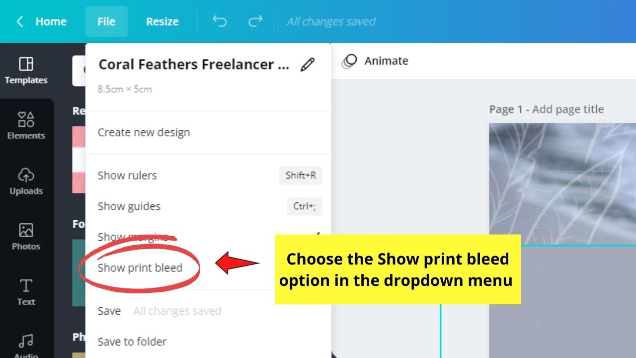 How to Activate Print Bleed in Canva Step 4.1