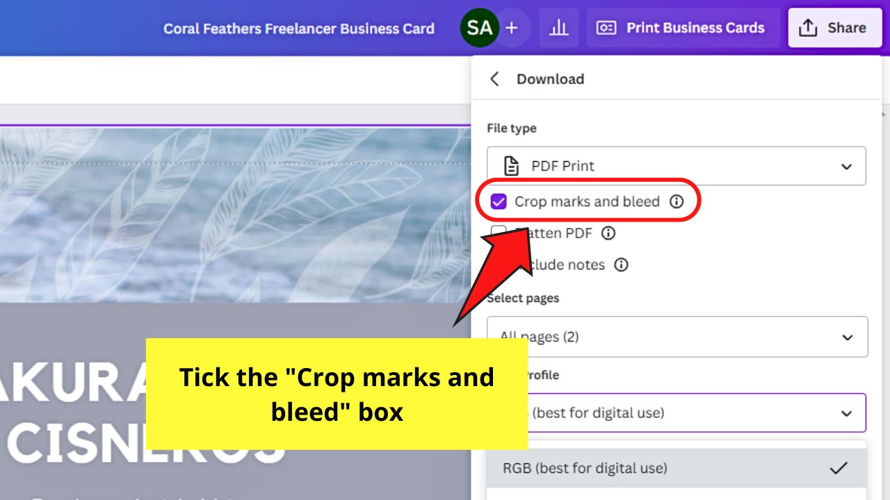 How to Activate Print Bleed in Canva Step 7