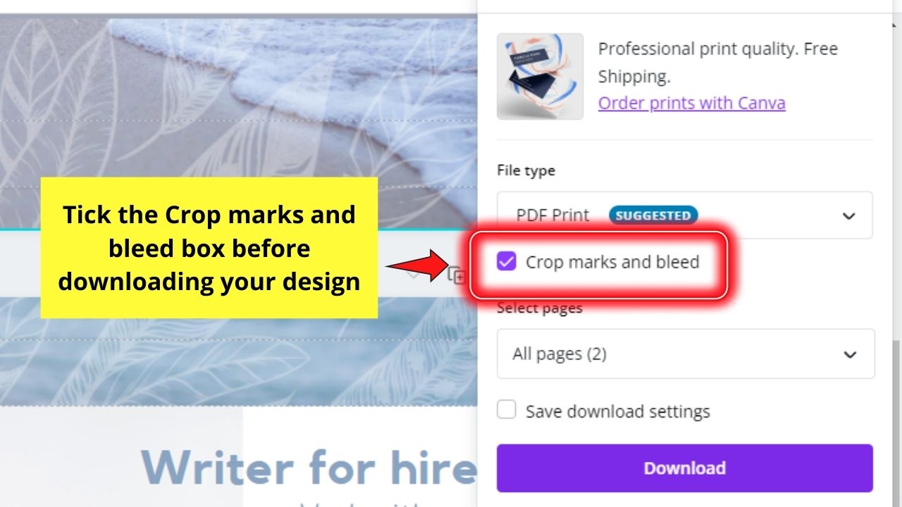 How to Activate Print Bleed in Canva Step 8.1