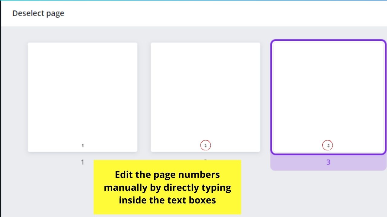 How to Add Page Numbers to your Canva Projects Directly Adding Text Boxes Step 6
