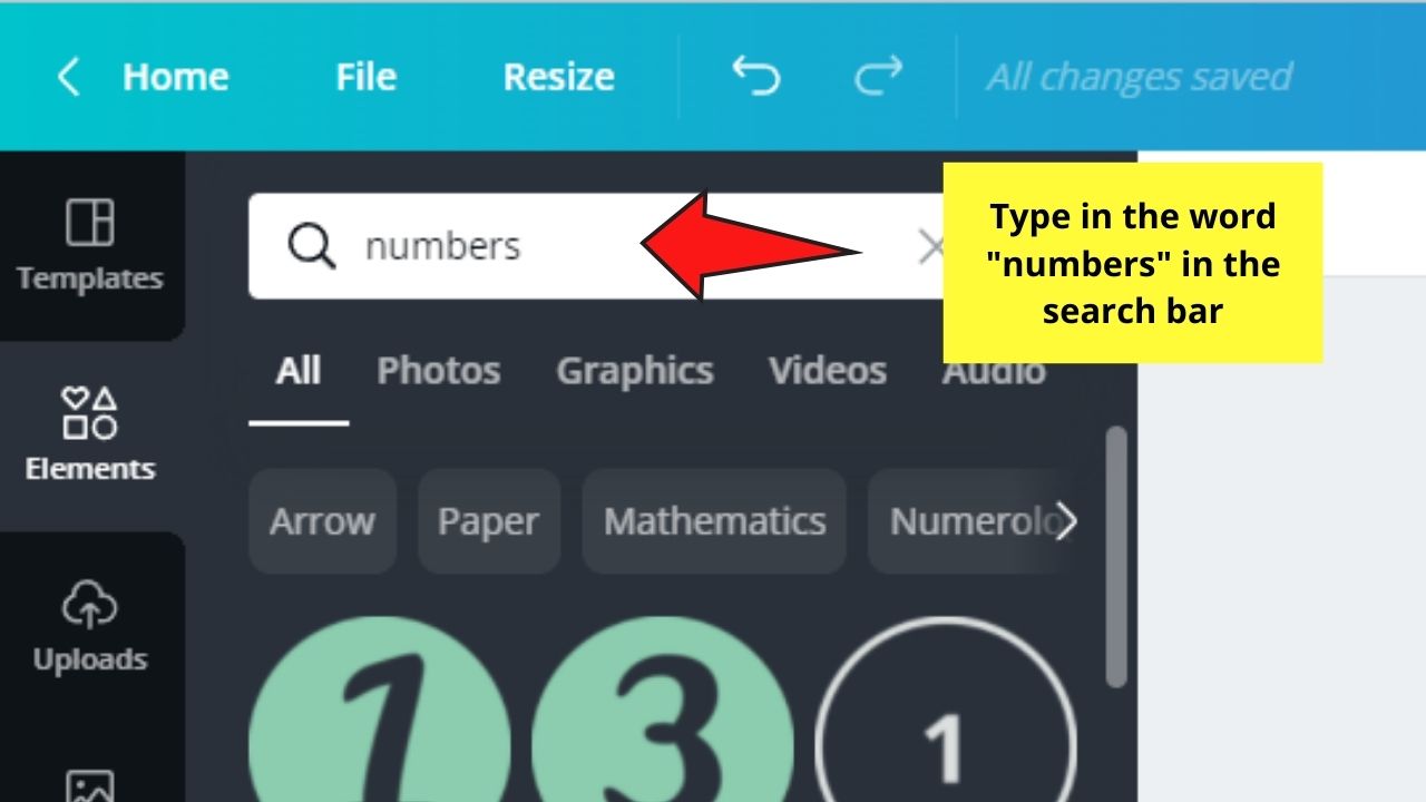 How to Add Page Numbers to your Canva Projects Use of Fancy Number Elements Step 2