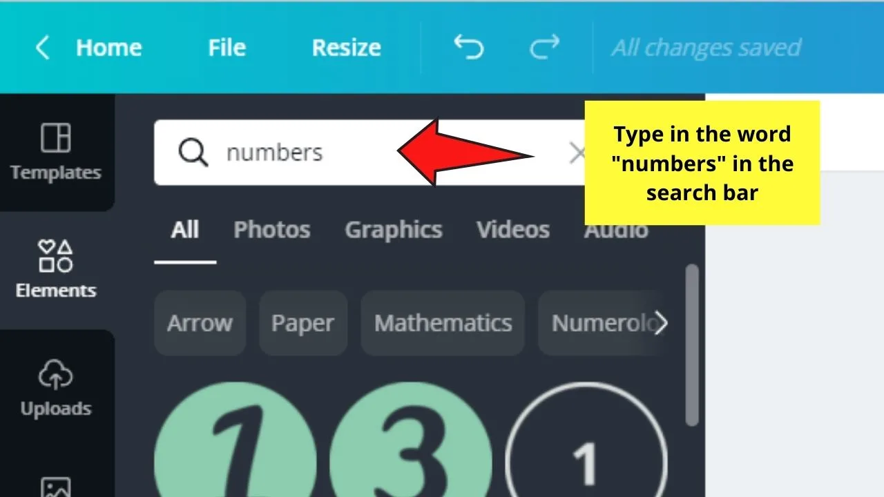 How to Add Page Numbers to your Canva Projects Use of Fancy Number Elements Step 2