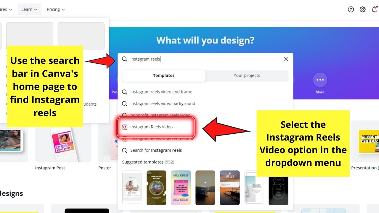 How to Create Instagram Reels with Canva Step 1