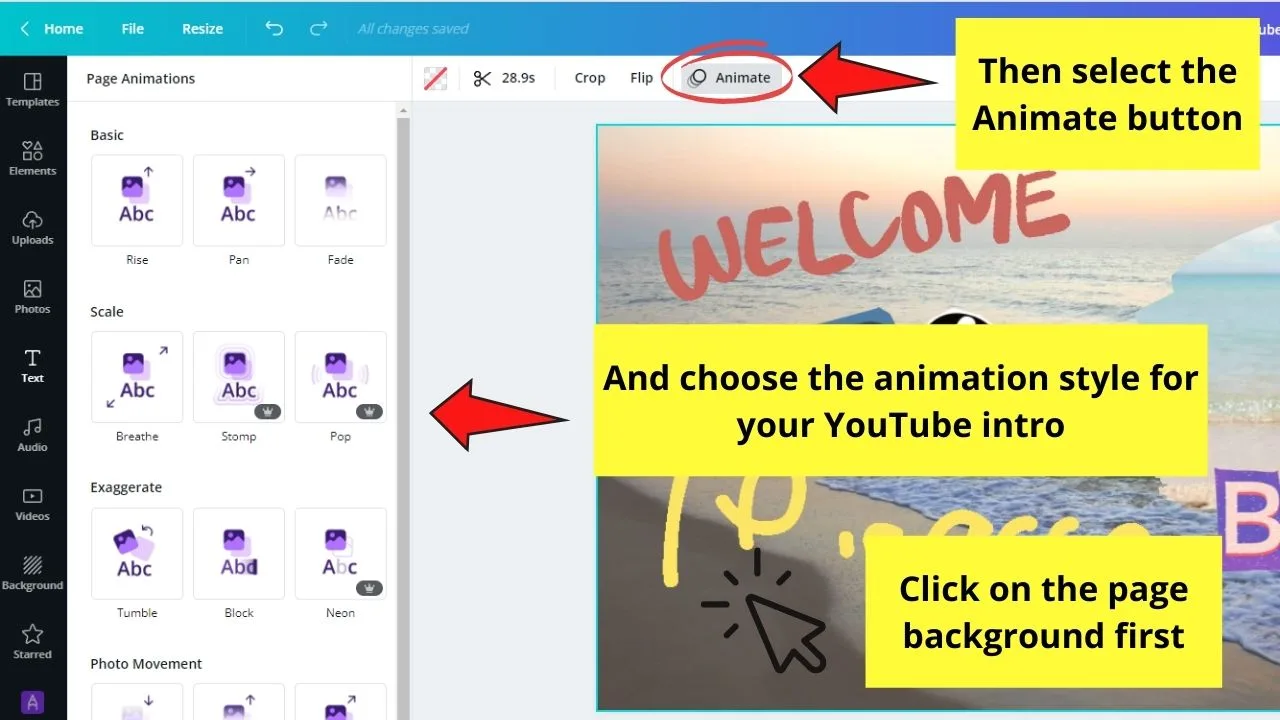 How to Create Youtube Channel Art in Canva Making Animated YouTube Video Intros Step 7