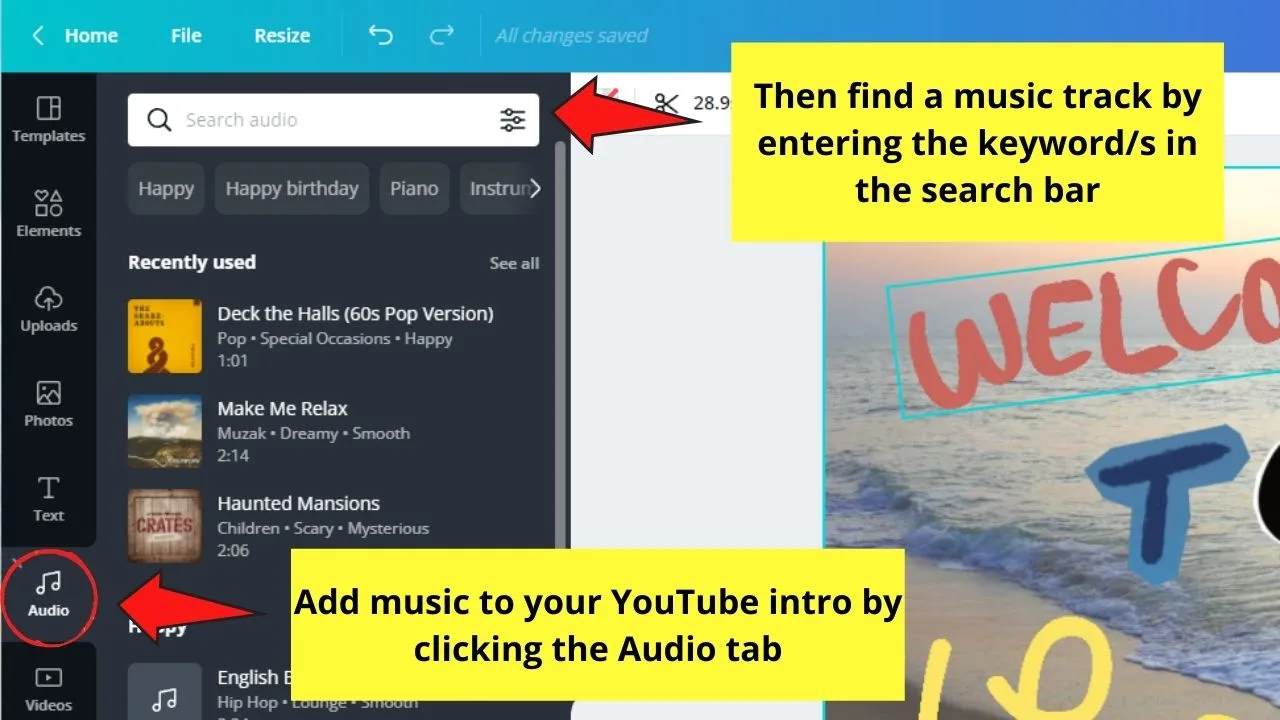 How to Create Youtube Channel Art in Canva Making Animated YouTube Video Intros Step 8.1