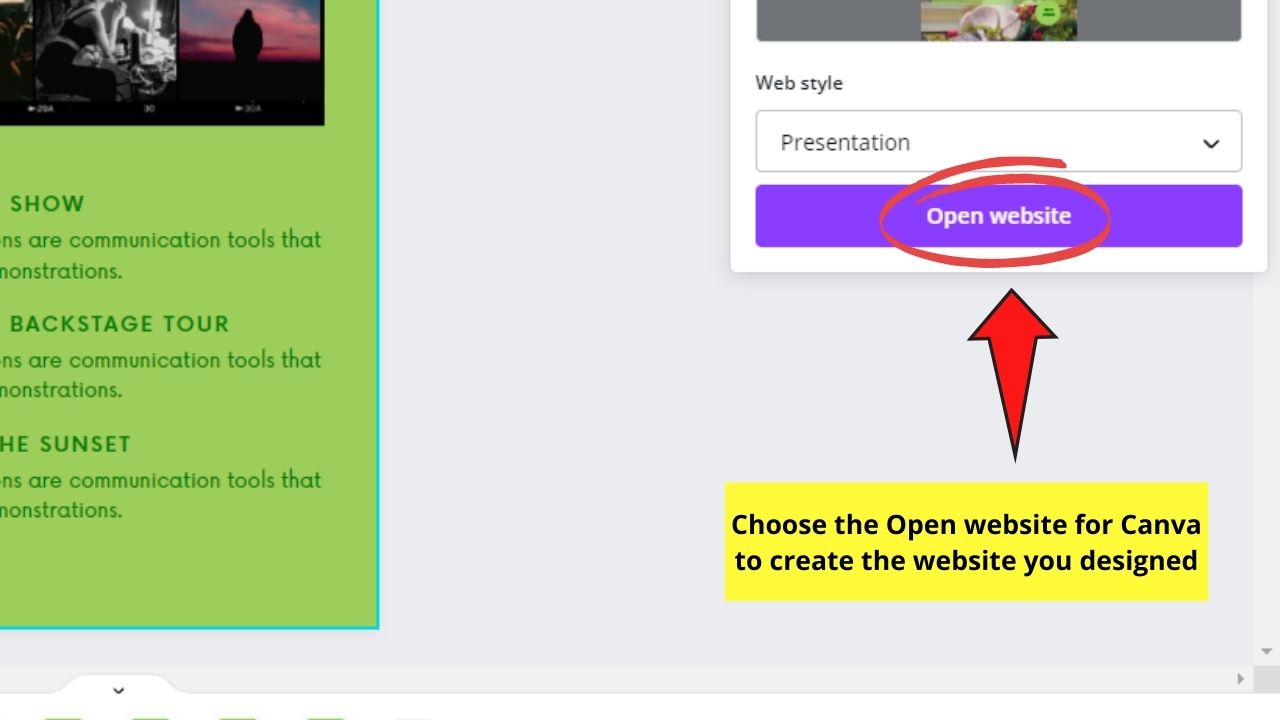 How to Create a Free Website in Canva Step 12.2