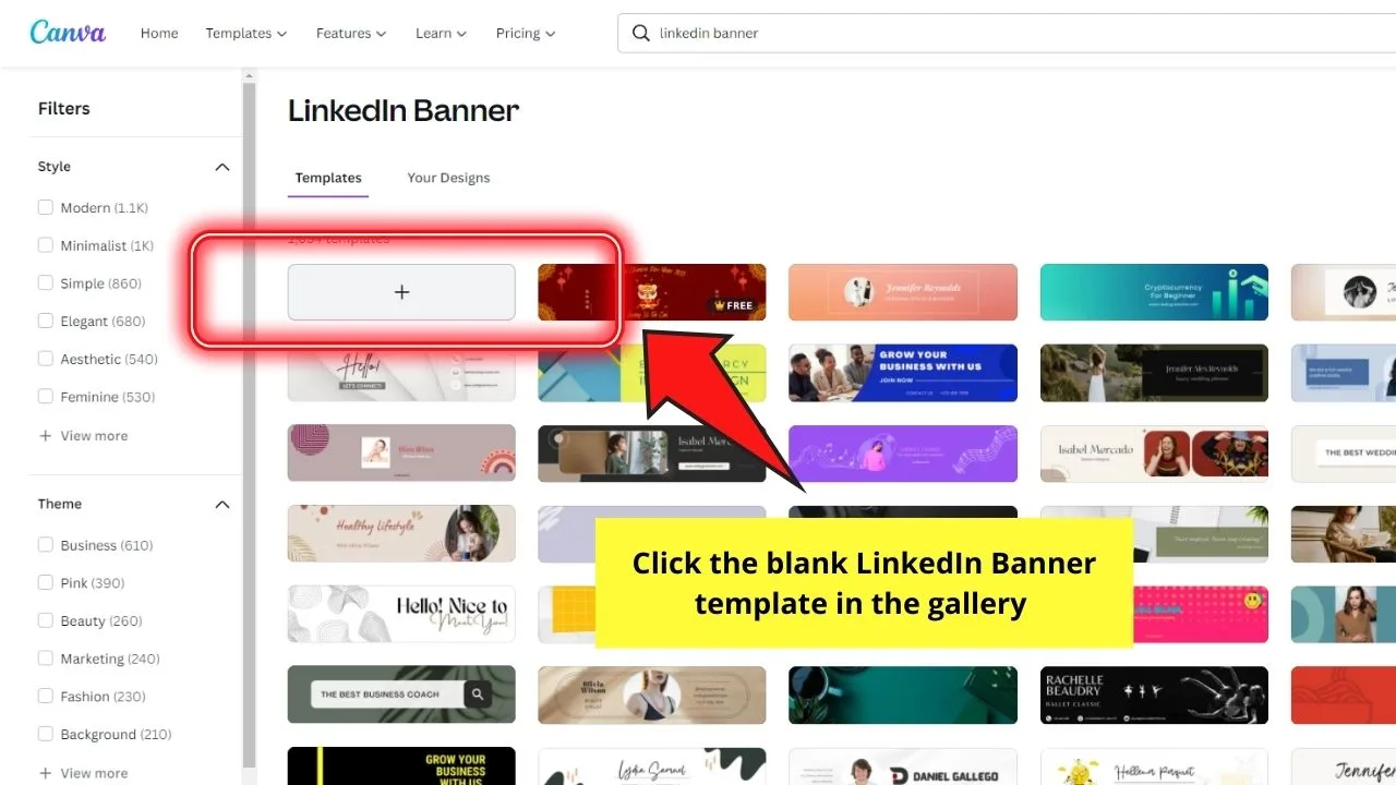 How to Create a LinkedIn Banner in Canva from Blank Templates Step 1.2