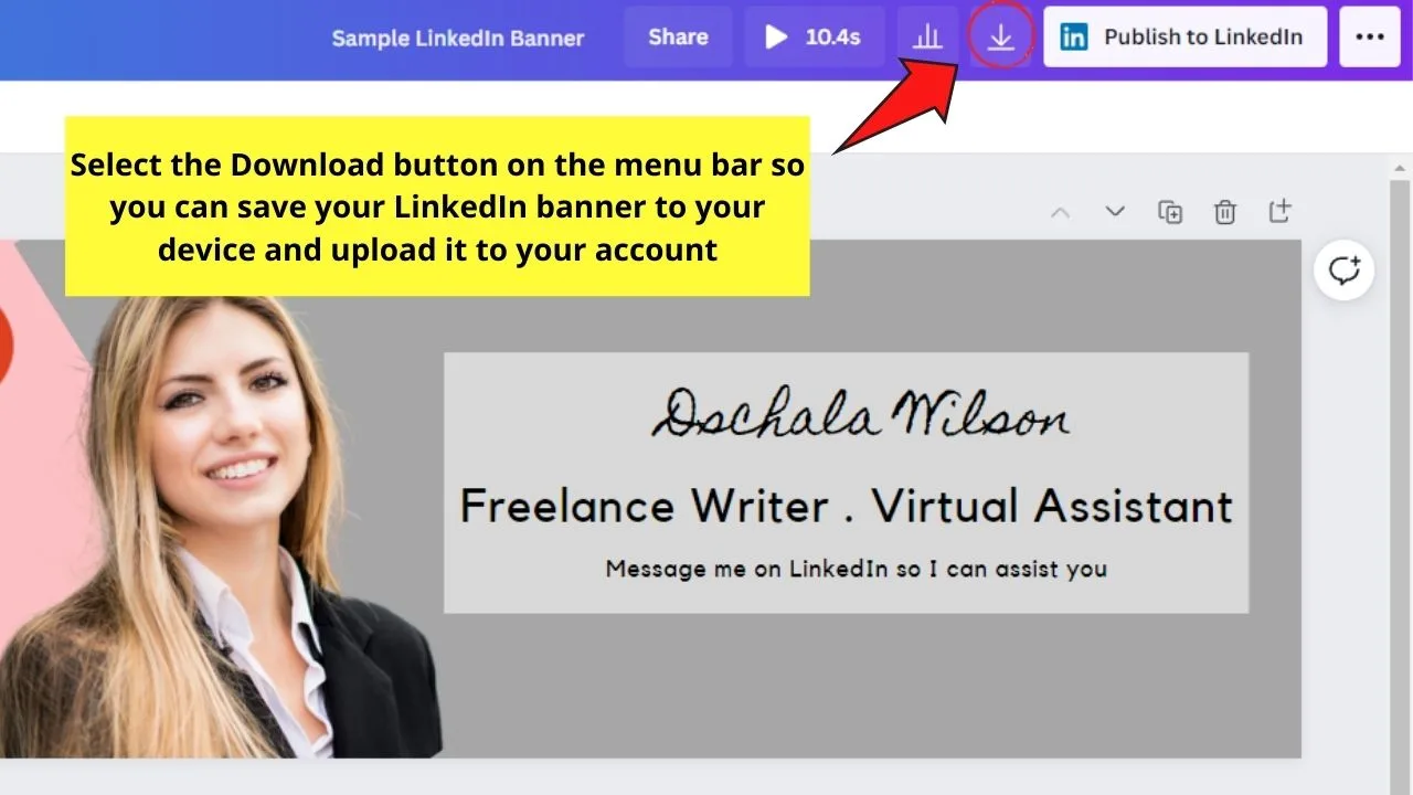 How to Create a LinkedIn Banner in Canva from Blank Templates Step 9