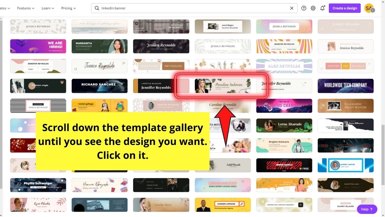 How to Create a LinkedIn Banner in Canva from Pre-Designed Templates Step 2