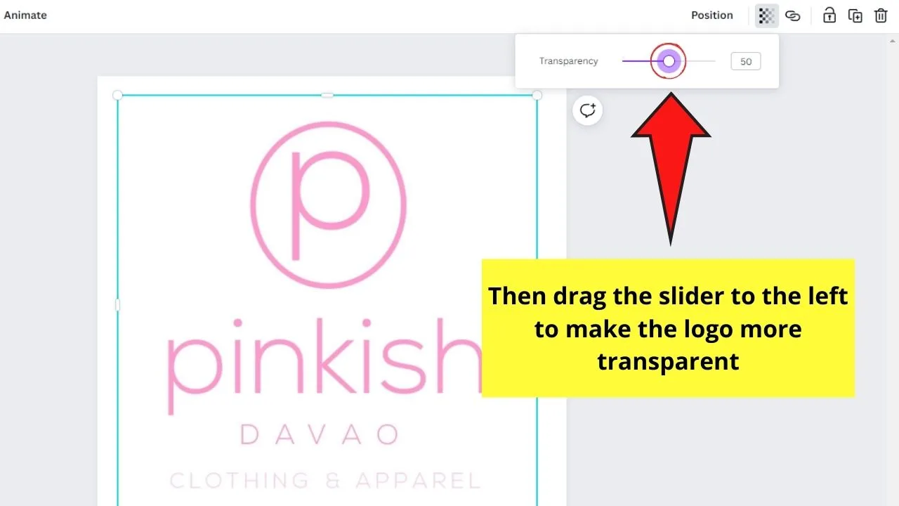 How to Create a Watermark in Canva Using Pre-Designed Logo Step 4.2