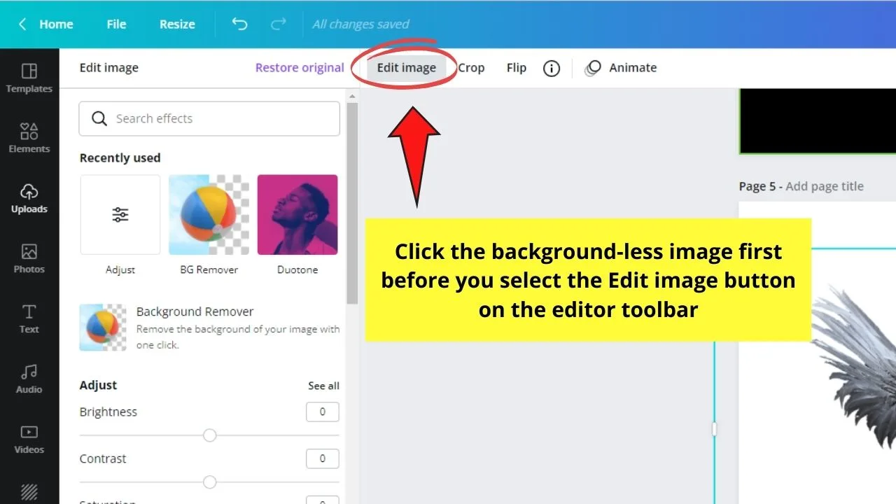 How to Create an Outline Around Your Photos in Canva Adding White Outlines Step 1