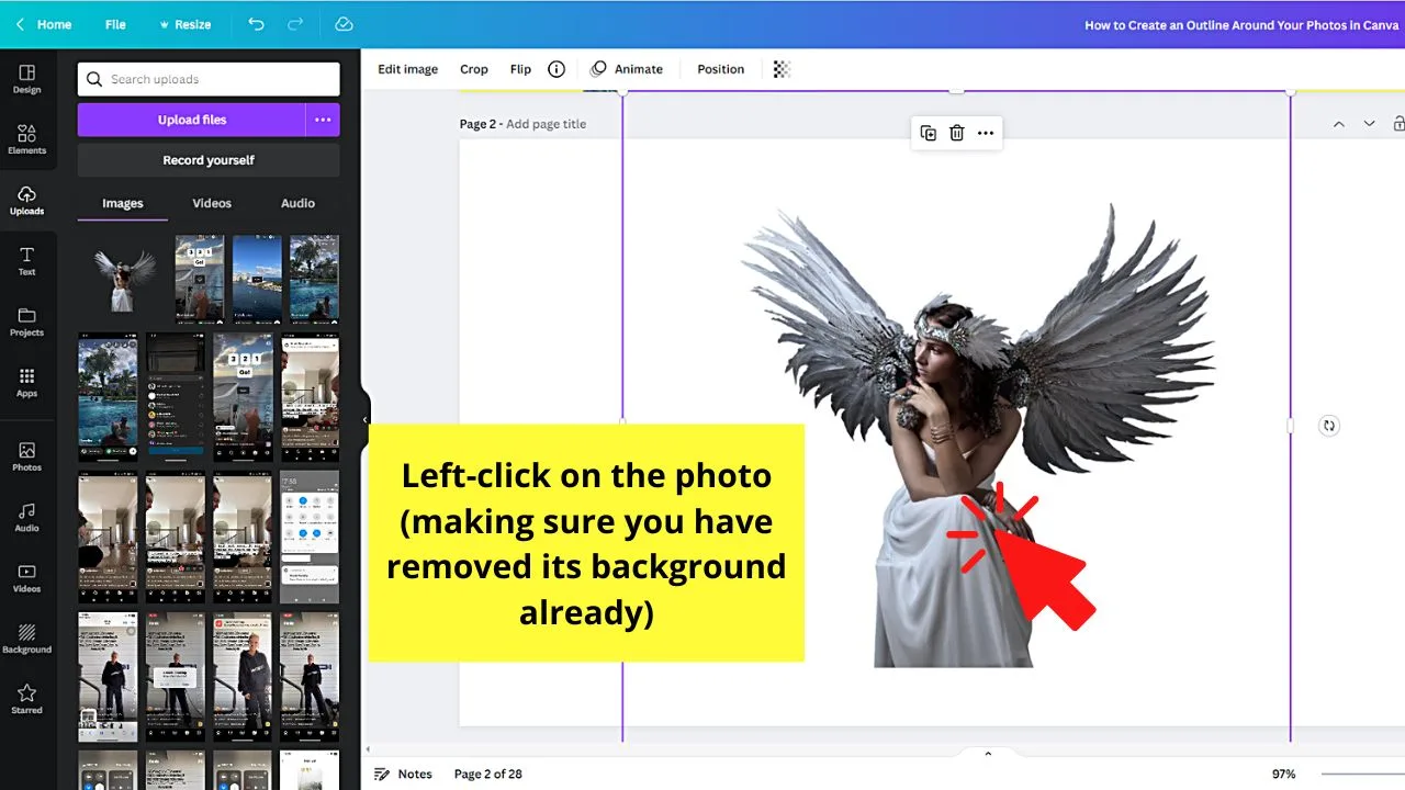 How to Create an Outline Around Your Photos in Canva Step 1