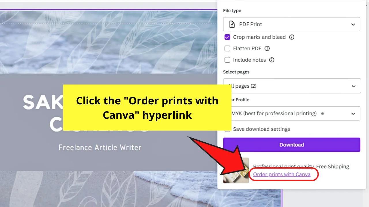 How to Keep Print Bleed Marks When Ordering Prints in Canva Step 1