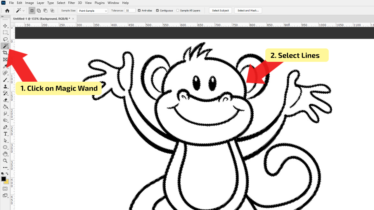 How to Make Lines Thicker in Photoshop using “Stroke…” Option Step1