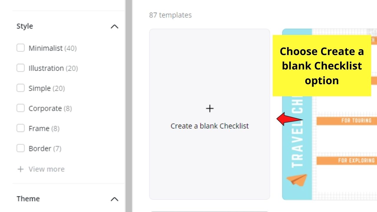 How to Make a Checklist in Canva Using Blank Templates Step 1.1