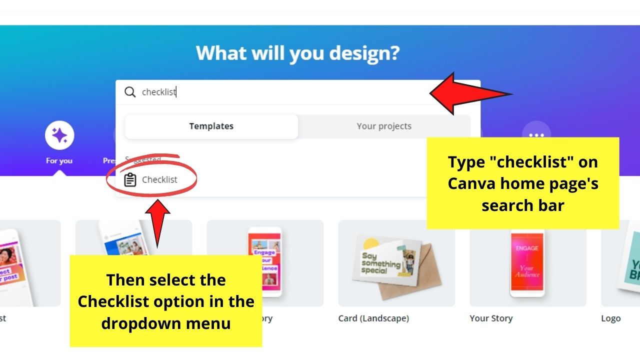 How to Make a Checklist in Canva Using Pre-made Templates Step 1