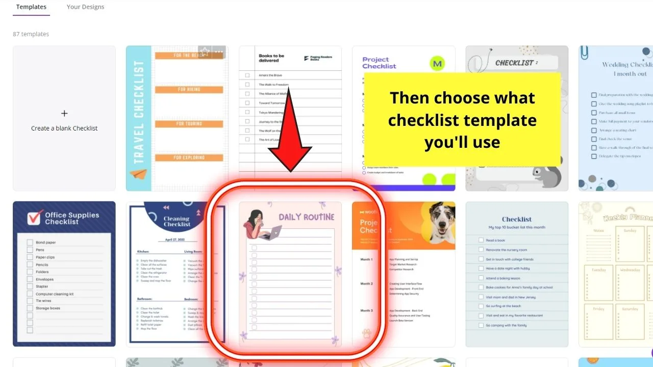 How to Make a Checklist in Canva Using Pre-made Templates Step 2