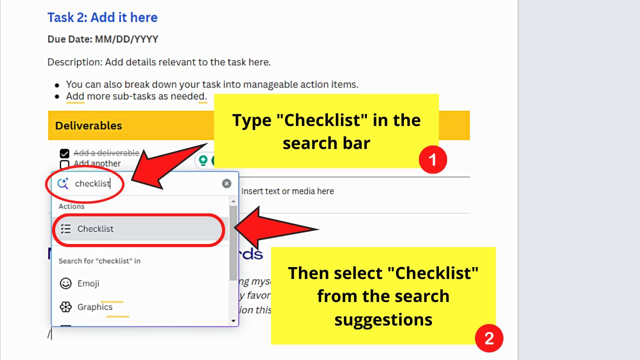 How to Make a Clickable Checklist in Canva Docs From Scratch Step 2
