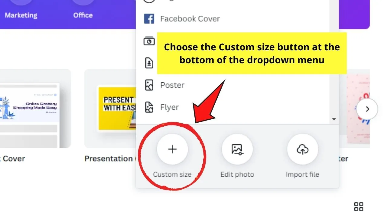 How to Set the Dimensions in Canva for Free Account Users Step 1.2