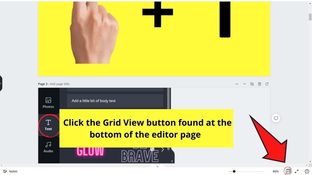 How to View Pages Side by Side in Canva Use of the Page Manager Button Step 2