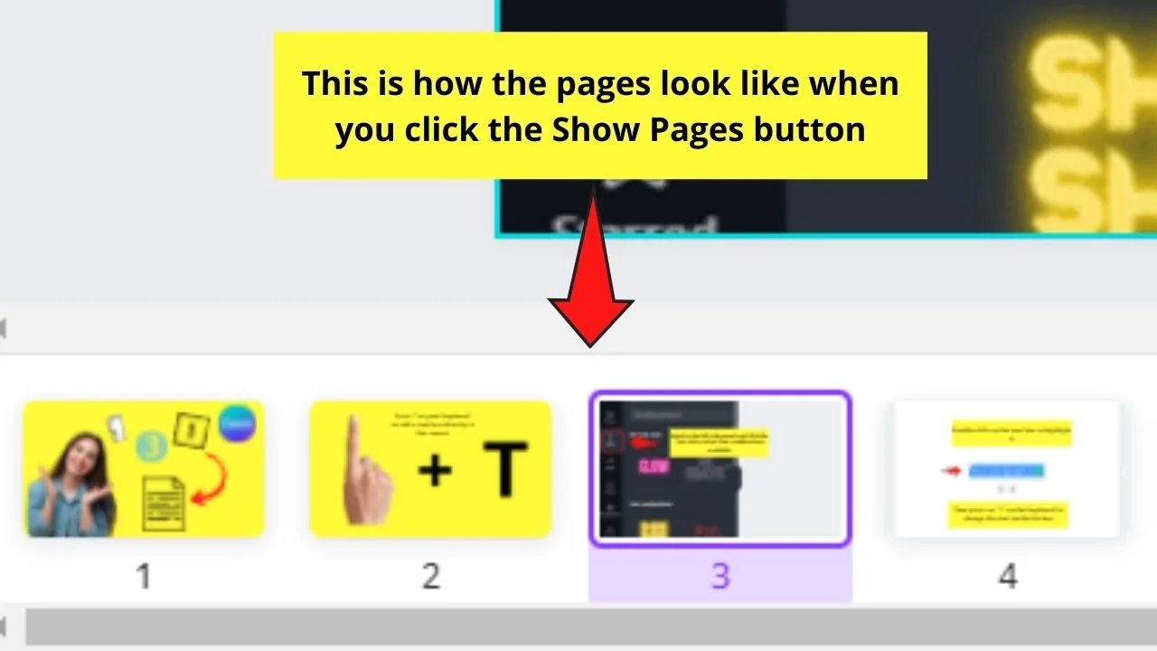 How to View Pages Side by Side in Canva Use of the Show Pages Button Step 2