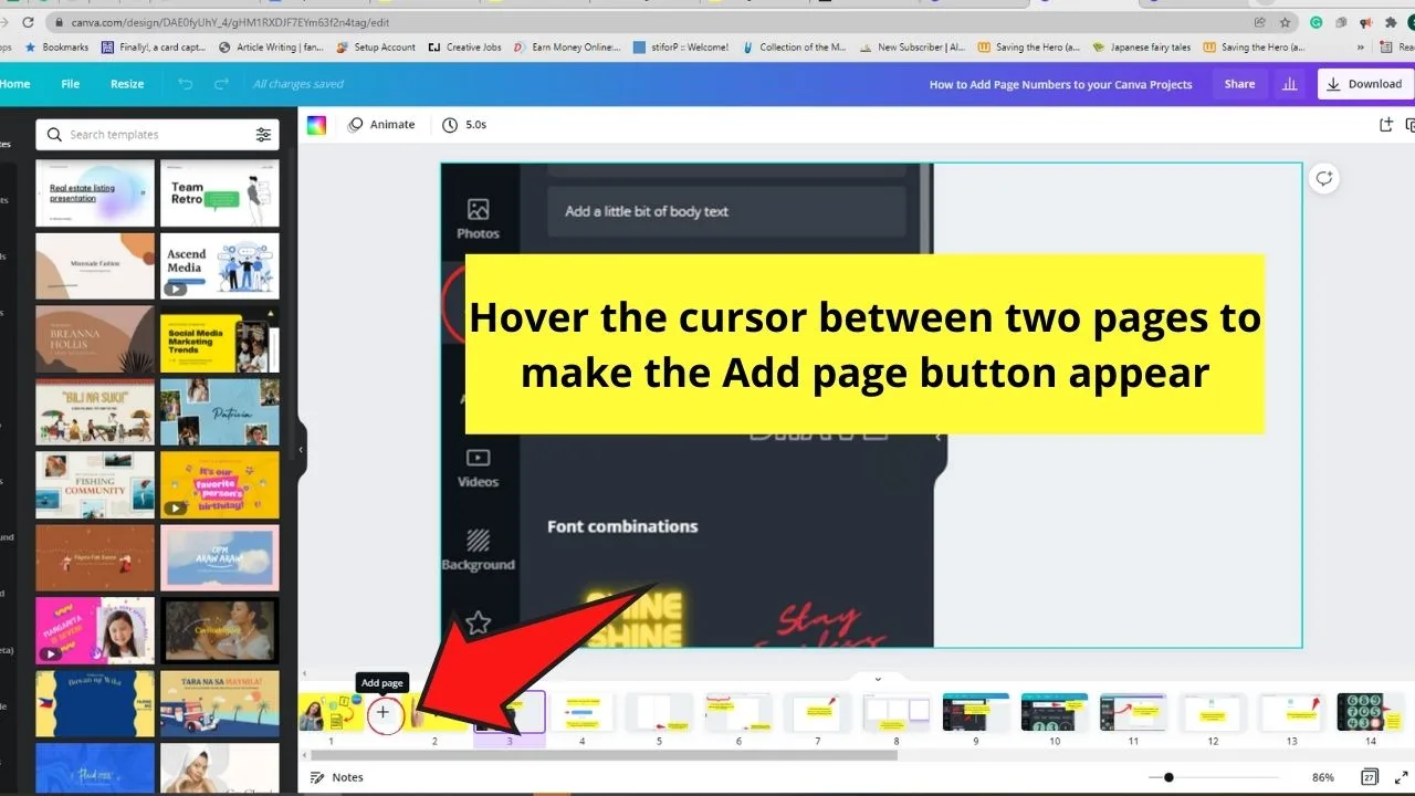 How to View Pages Side by Side in Canva Use of the Show Pages Button Step 3