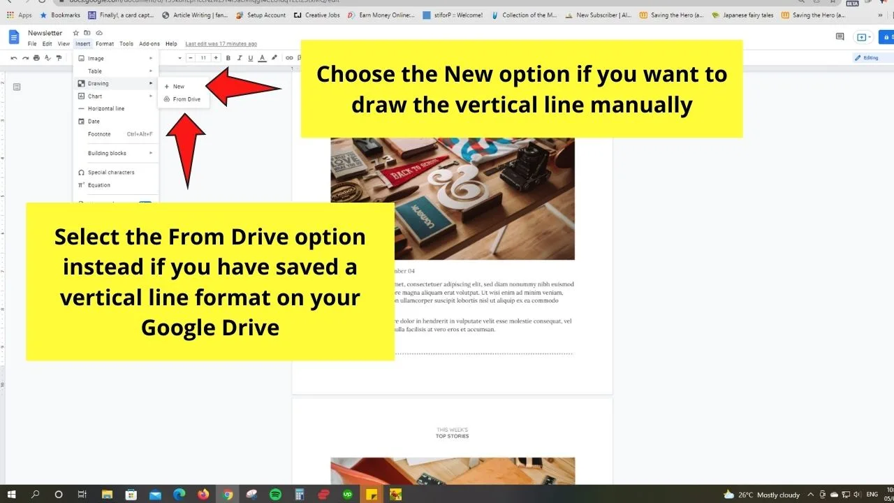 How to Add a Vertical Line in Google Docs Using the Drawing Tool Step 3