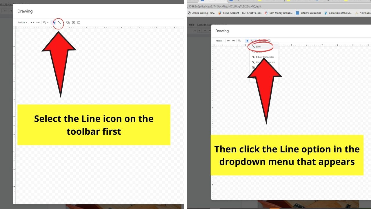How to Add a Vertical Line in Google Docs Using the Drawing Tool Step 5.1
