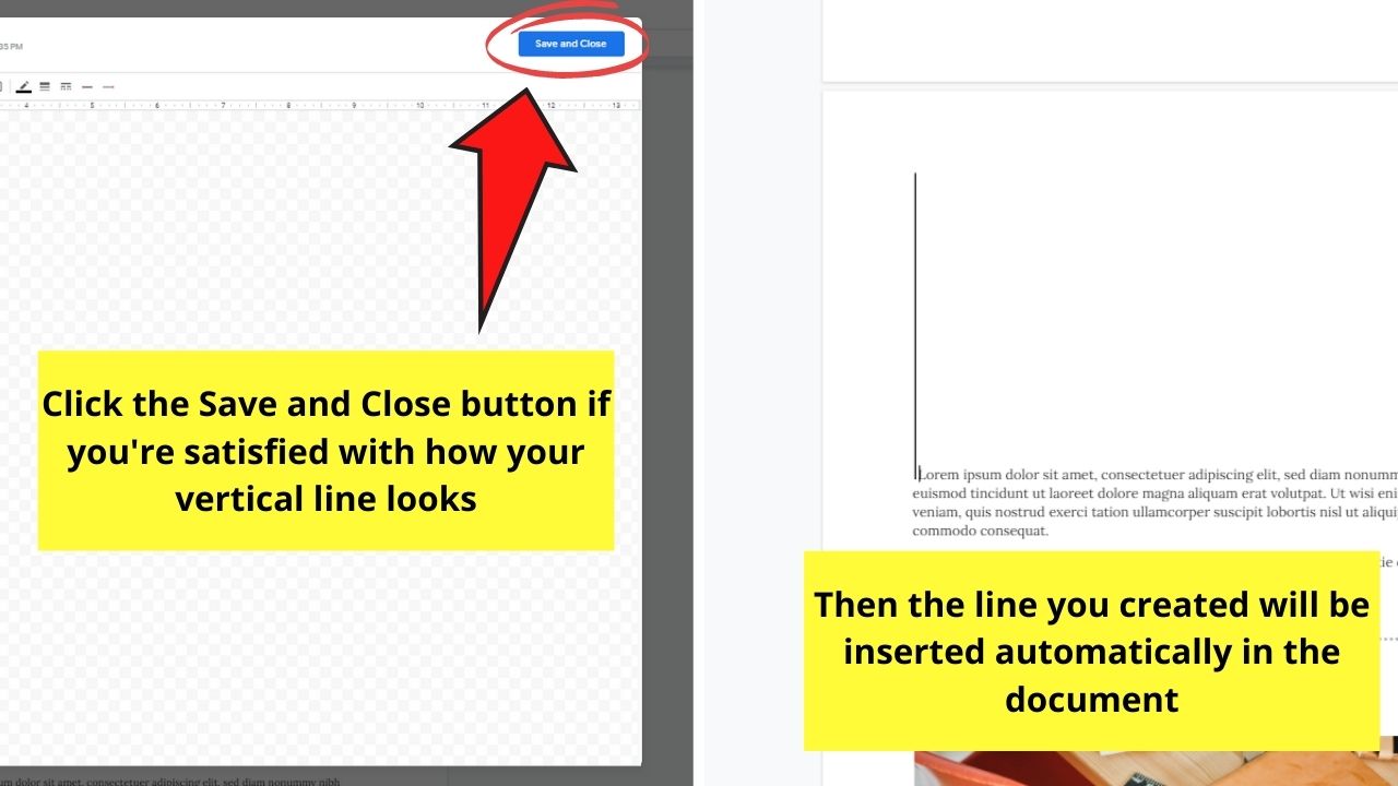 How to Add a Vertical Line in Google Docs Using the Drawing Tool Step 6.1