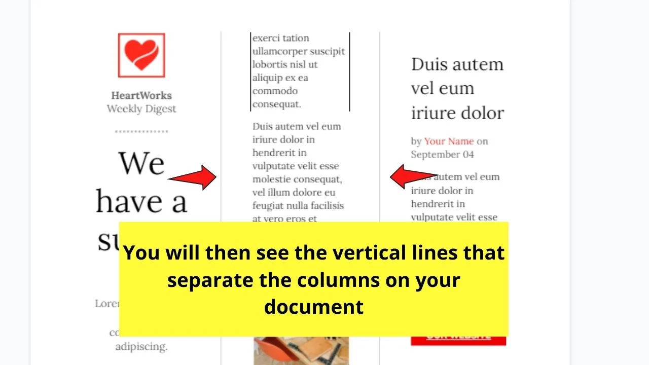 How to Add a Vertical Line in Google Docs as a Text Column Division Step 4.3