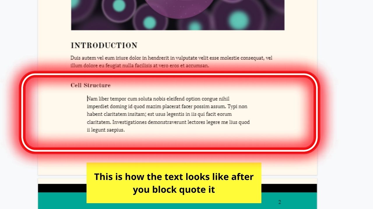 How to Block Quote in Google Docs Step 3.2