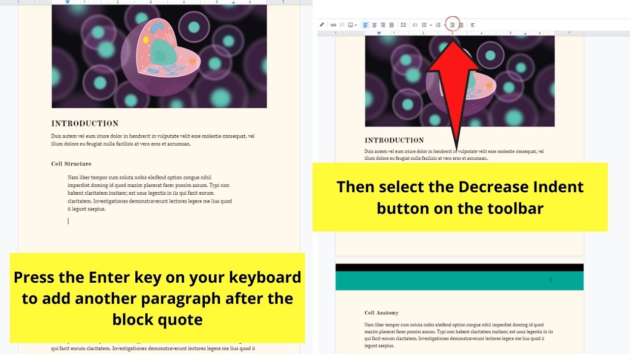 How to Block Quote in Google Docs Step 4