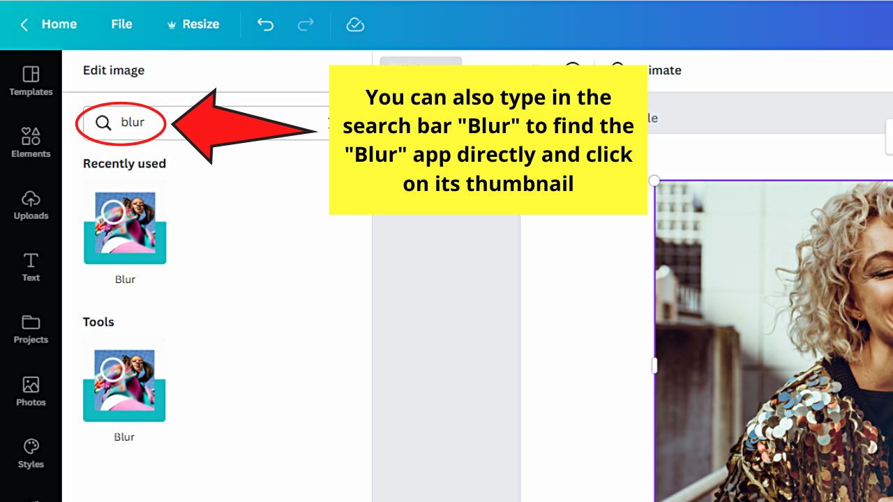 How to Blur Part of an Image in Canva — Updated Method Step 3