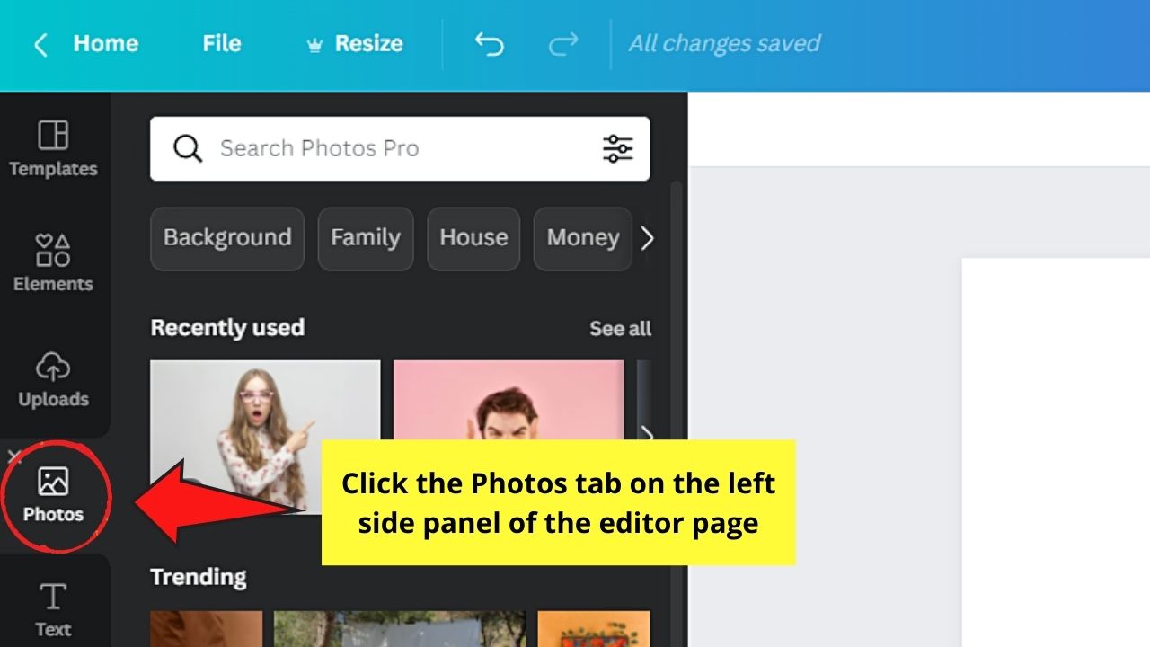 How to Blur Part of an Image in Canva Step 1.1