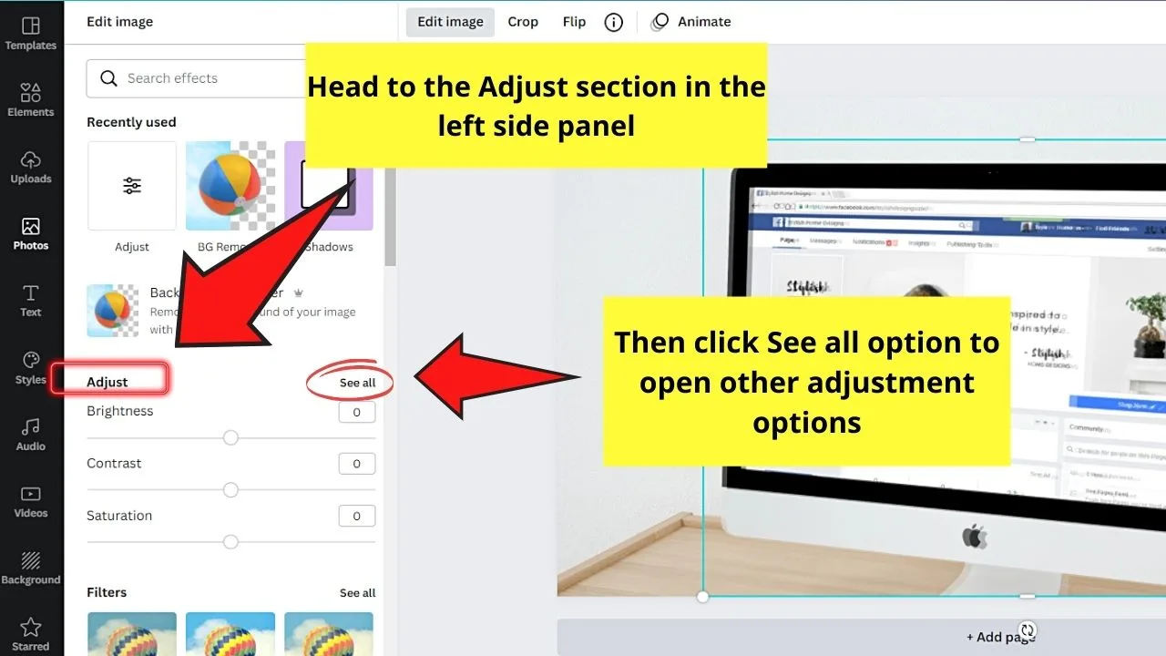 How to Blur Part of an Image in Canva Step 6.1