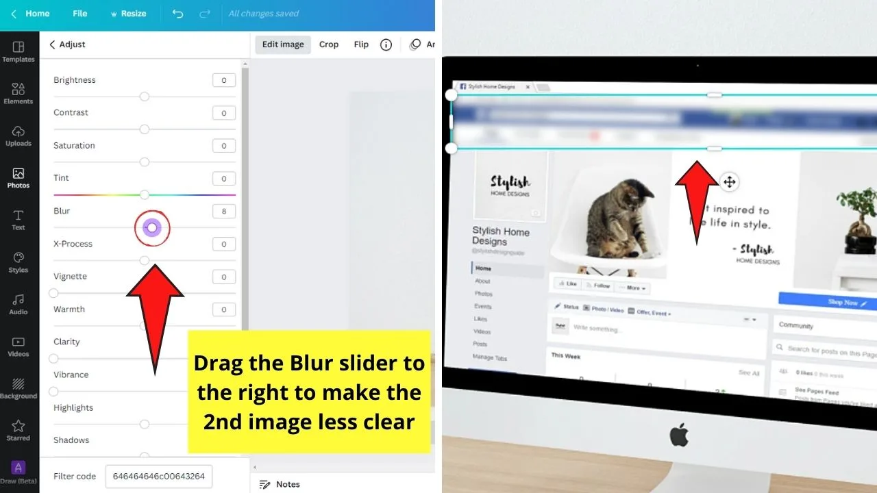 How to Blur Part of an Image in Canva Step 6.3