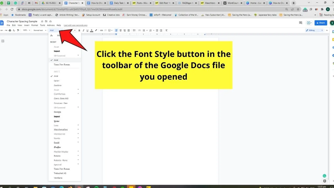 How to Change Letter Spacing in Google Docs Using the Lexend Font Family Step 1