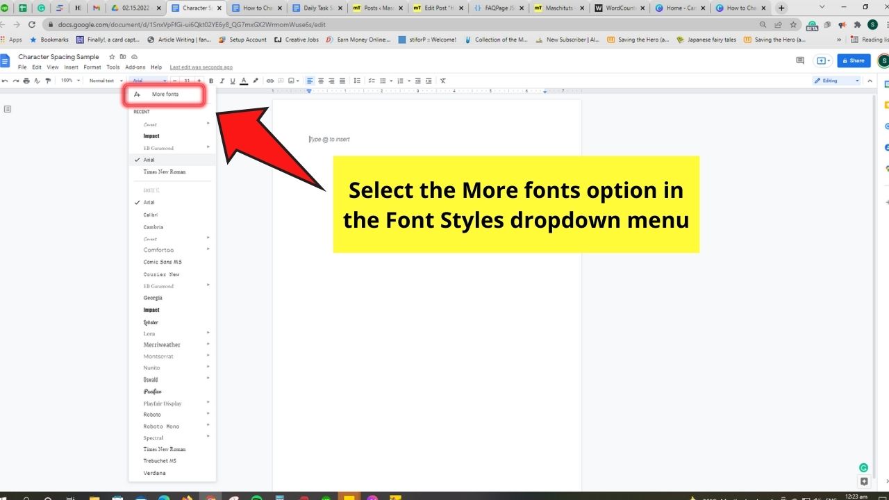 How to Change Letter Spacing in Google Docs Using the Lexend Font Family Step 2