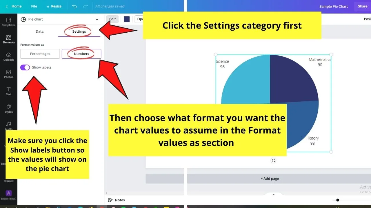 How to Create a Pie Chart in Google Docs by Editing in Canva Step 4