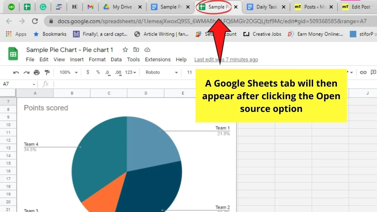 How to Create a Pie Chart in Google Docs by Editing in Google Sheets Step 5.1