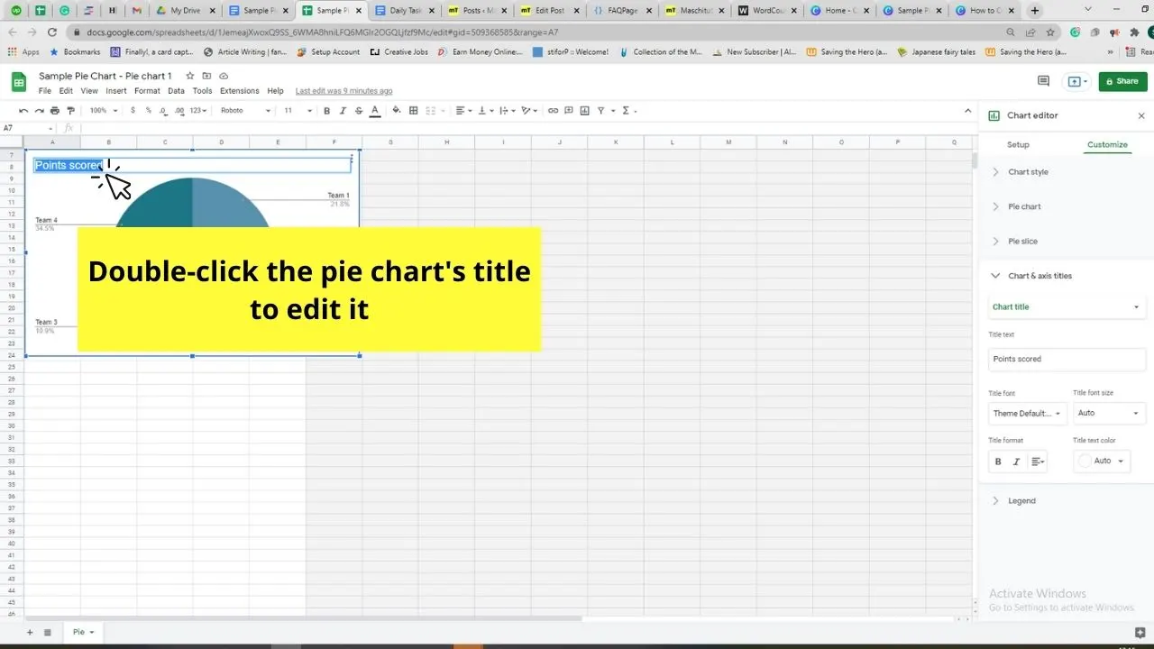 How to Create a Pie Chart in Google Docs by Editing in Google Sheets Step 5.2